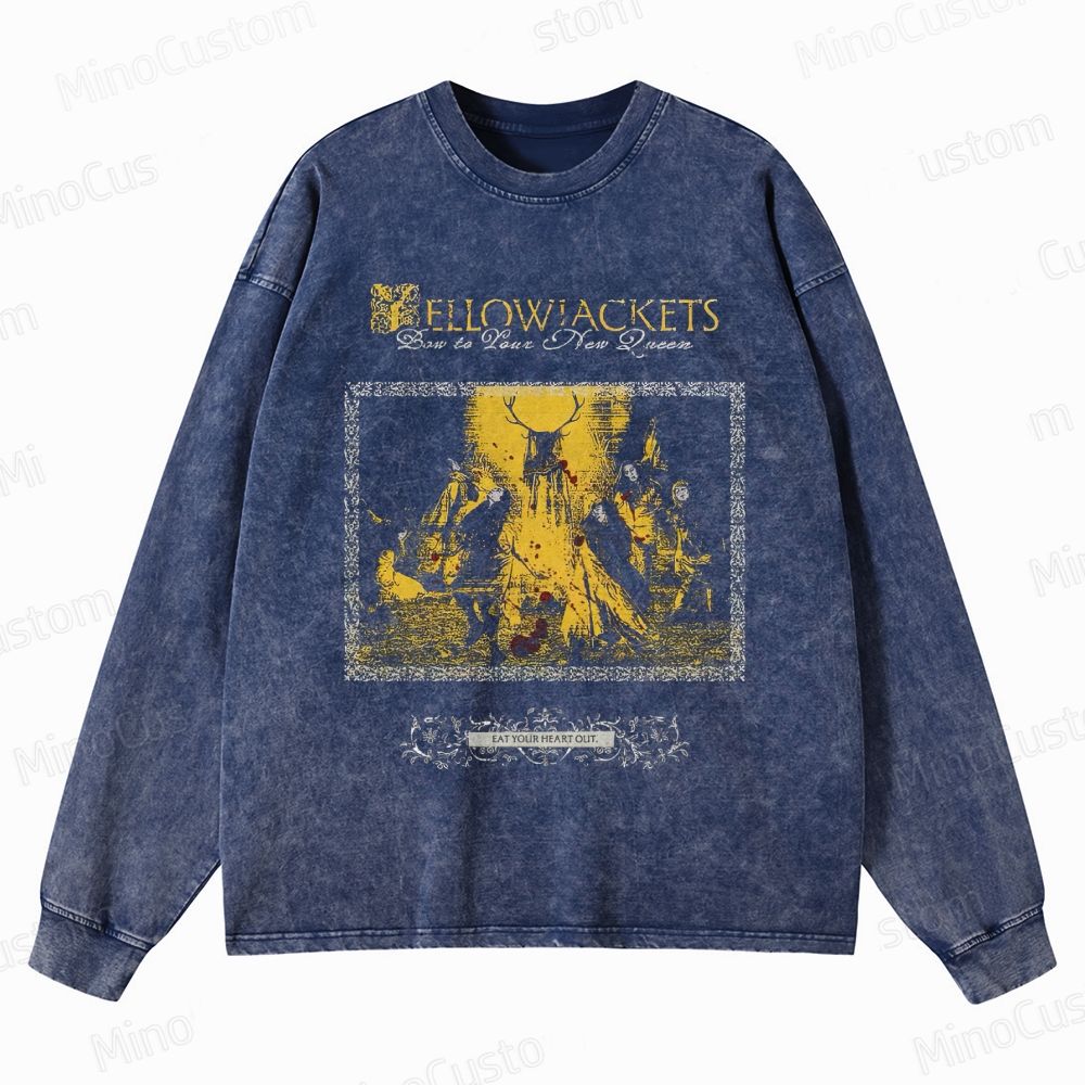 Yellowjackets Retro Survival Horror Graphic Washed Vintage Long-Sleeve Shirt
