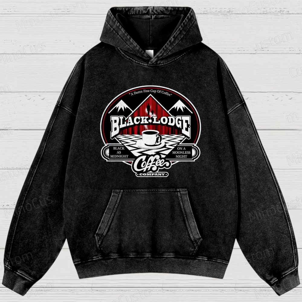 Twin Peaks Black Lodge Retro Cult TV Coffee Graphic Washed Vintage Hoodie