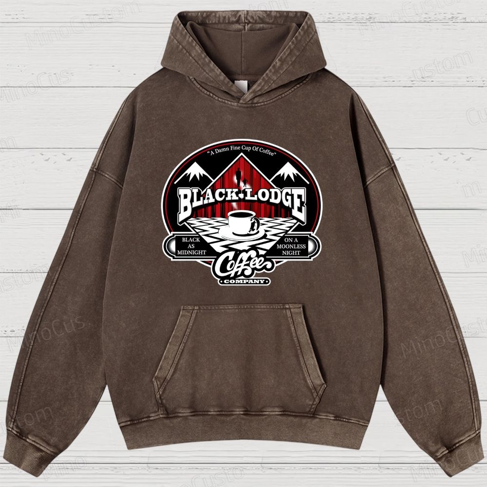 Twin Peaks Black Lodge Retro Cult TV Coffee Graphic Washed Vintage Hoodie