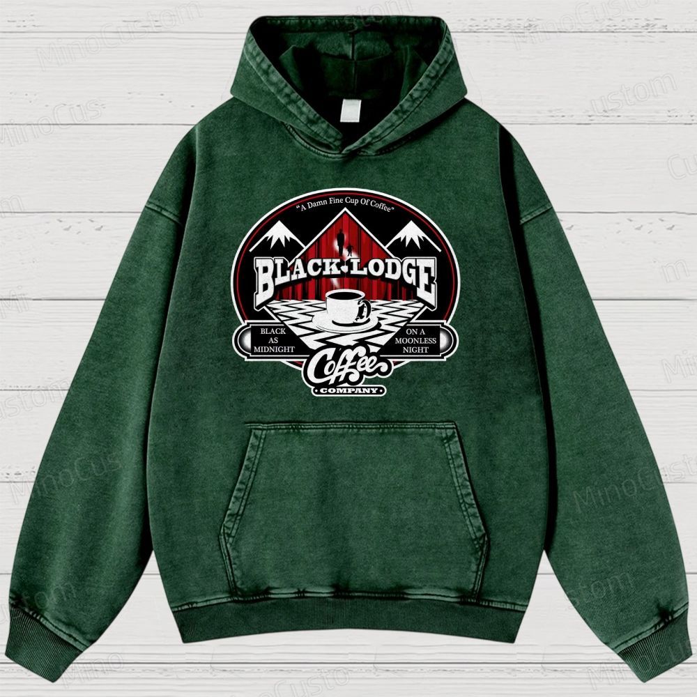 Twin Peaks Black Lodge Retro Cult TV Coffee Graphic Washed Vintage Hoodie