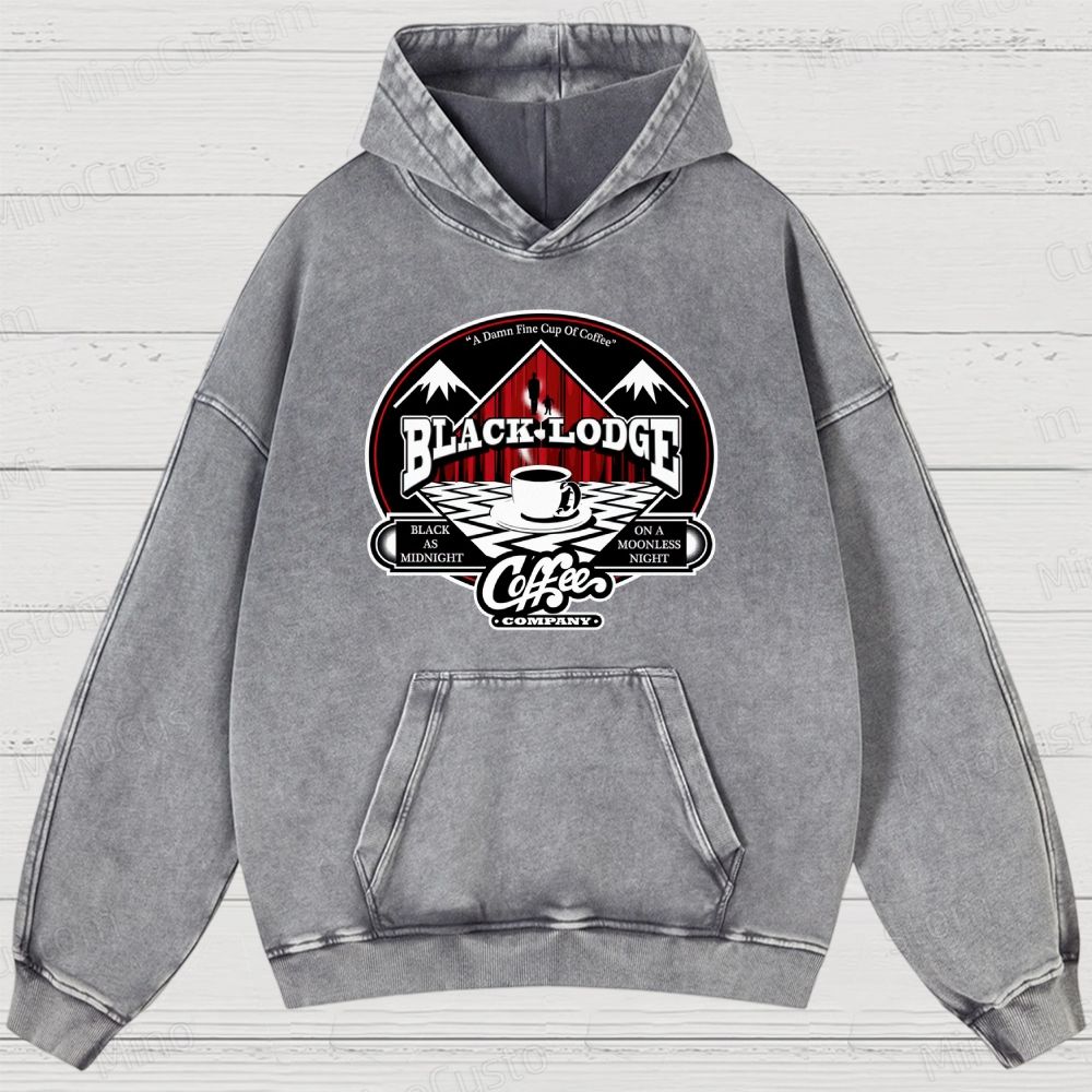 Twin Peaks Black Lodge Retro Cult TV Coffee Graphic Washed Vintage Hoodie