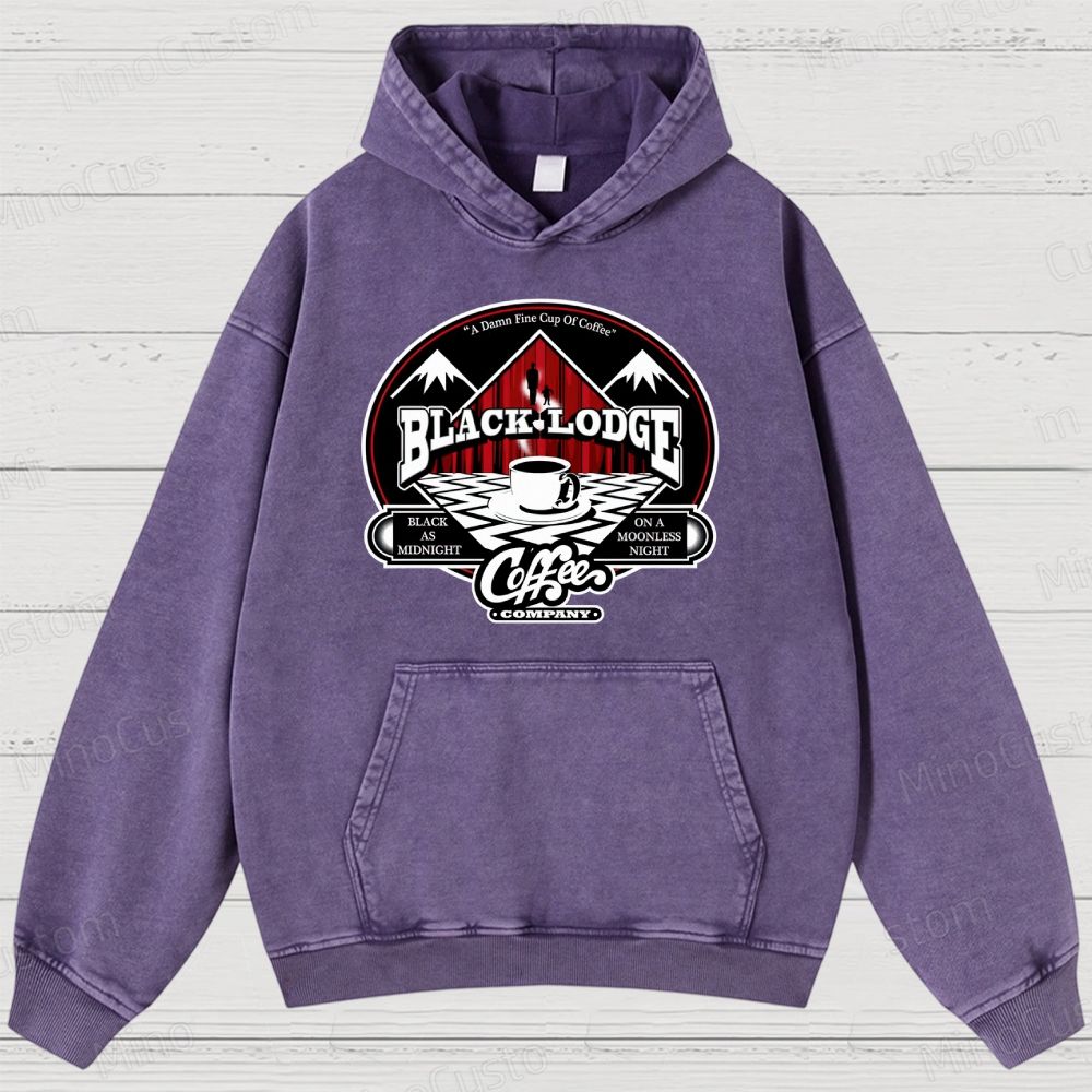 Twin Peaks Black Lodge Retro Cult TV Coffee Graphic Washed Vintage Hoodie