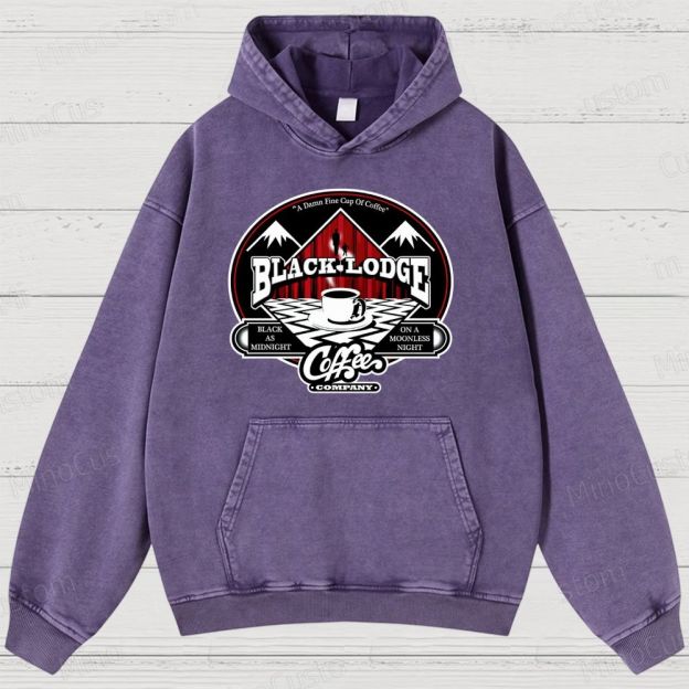 Twin Peaks Black Lodge Retro Cult TV Coffee Graphic Washed Vintage Hoodie