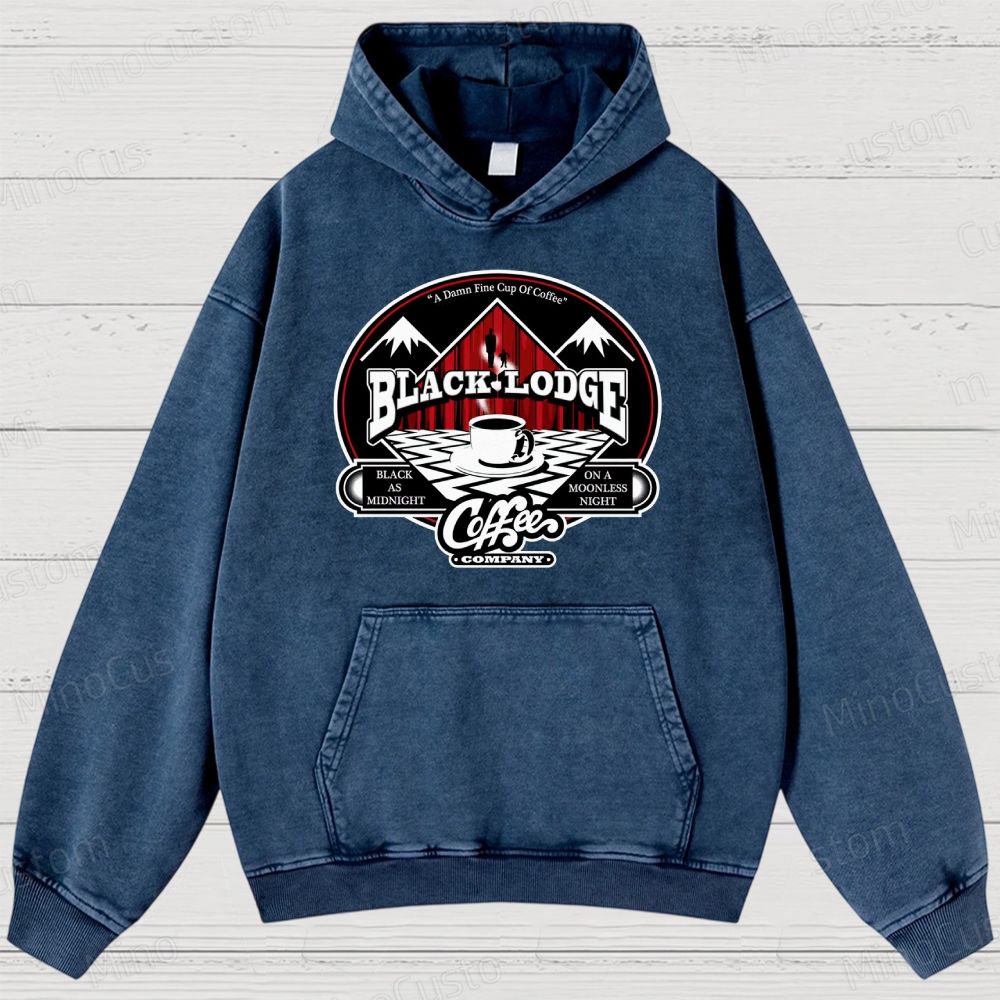 Twin Peaks Black Lodge Retro Cult TV Coffee Graphic Washed Vintage Hoodie