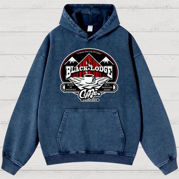 Twin Peaks Black Lodge Retro Cult TV Coffee Graphic Washed Vintage Hoodie