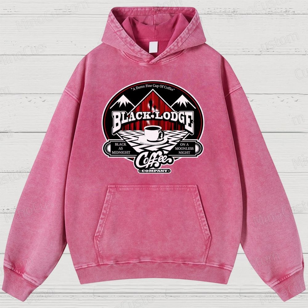 Twin Peaks Black Lodge Retro Cult TV Coffee Graphic Washed Vintage Hoodie