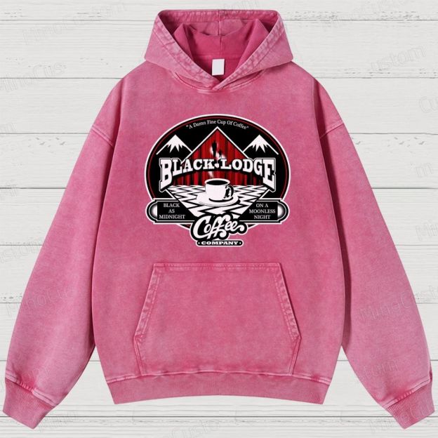 Twin Peaks Black Lodge Retro Cult TV Coffee Graphic Washed Vintage Hoodie