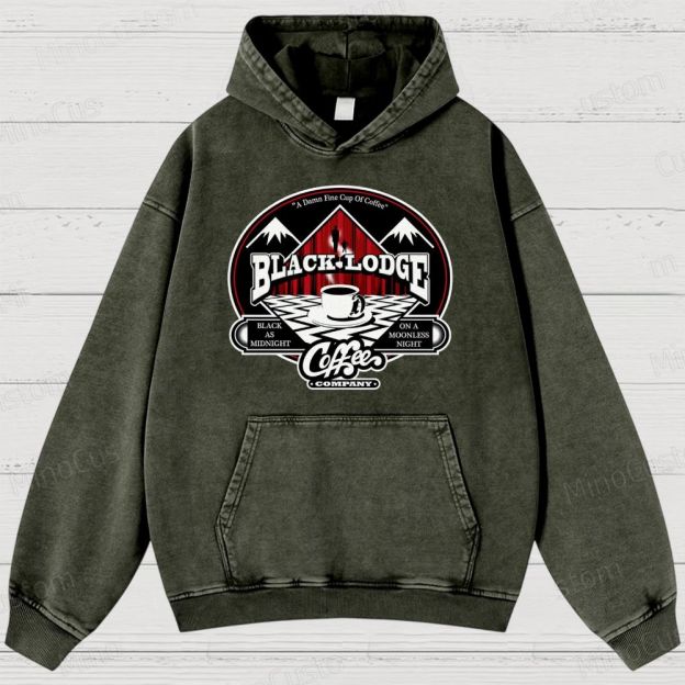 Twin Peaks Black Lodge Retro Cult TV Coffee Graphic Washed Vintage Hoodie