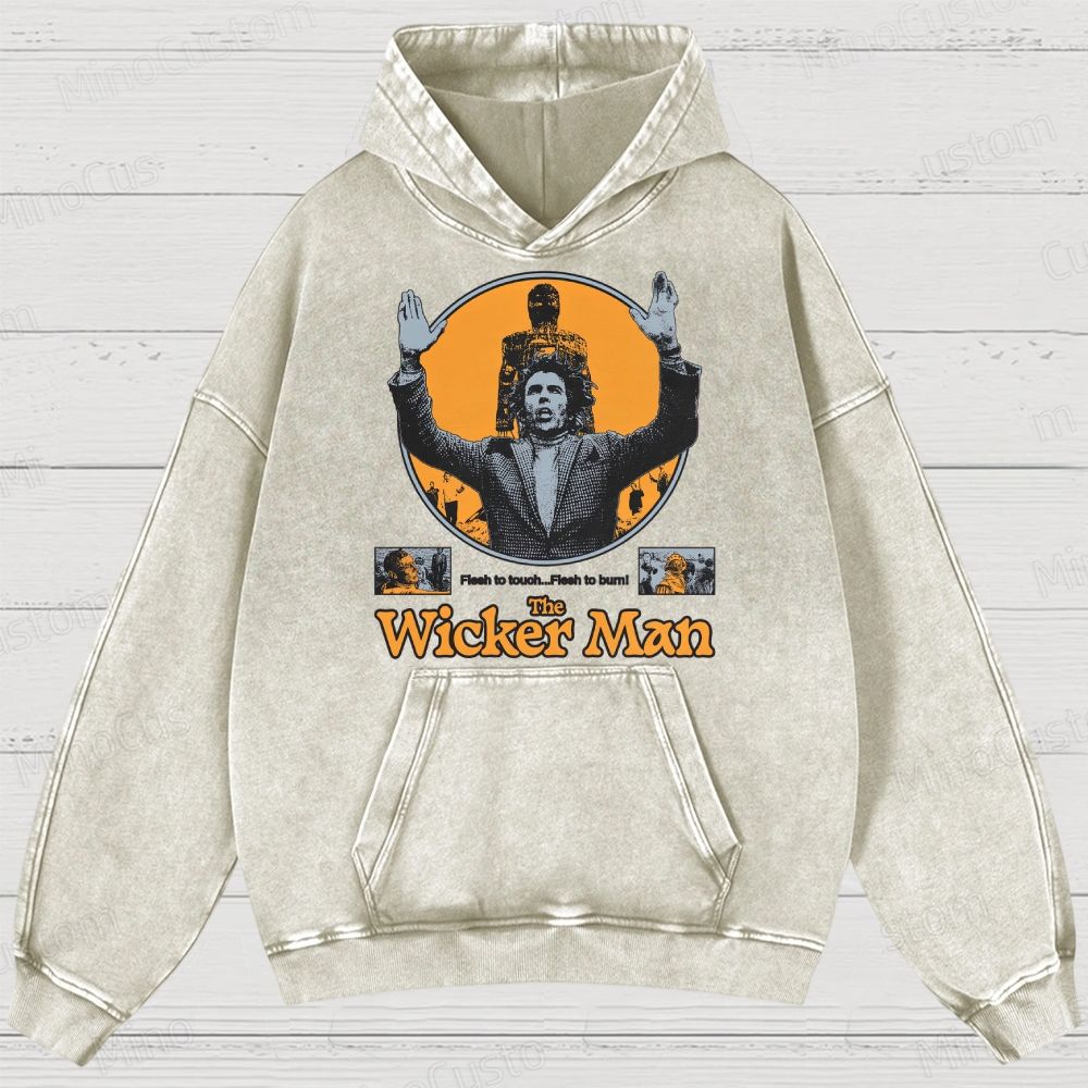 The Wicker Man Retro Folk Horror Graphic Washed Vintage Hoodie