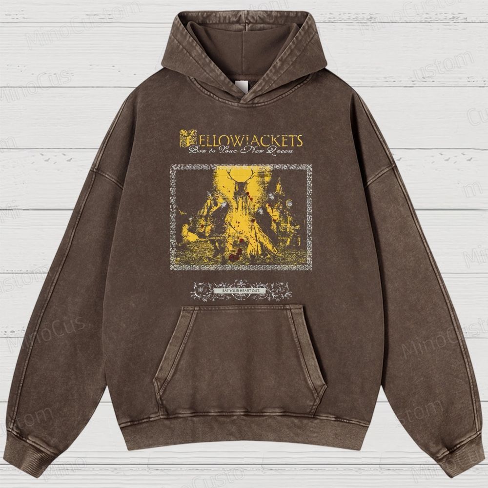 Yellowjackets Retro Survival Horror Graphic Washed Vintage Hoodie