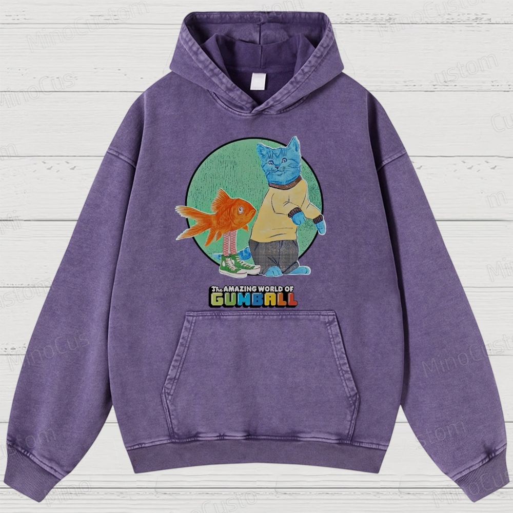 The Amazing World of Gumball Retro Animated Series Graphic Washed Vintage Hoodie