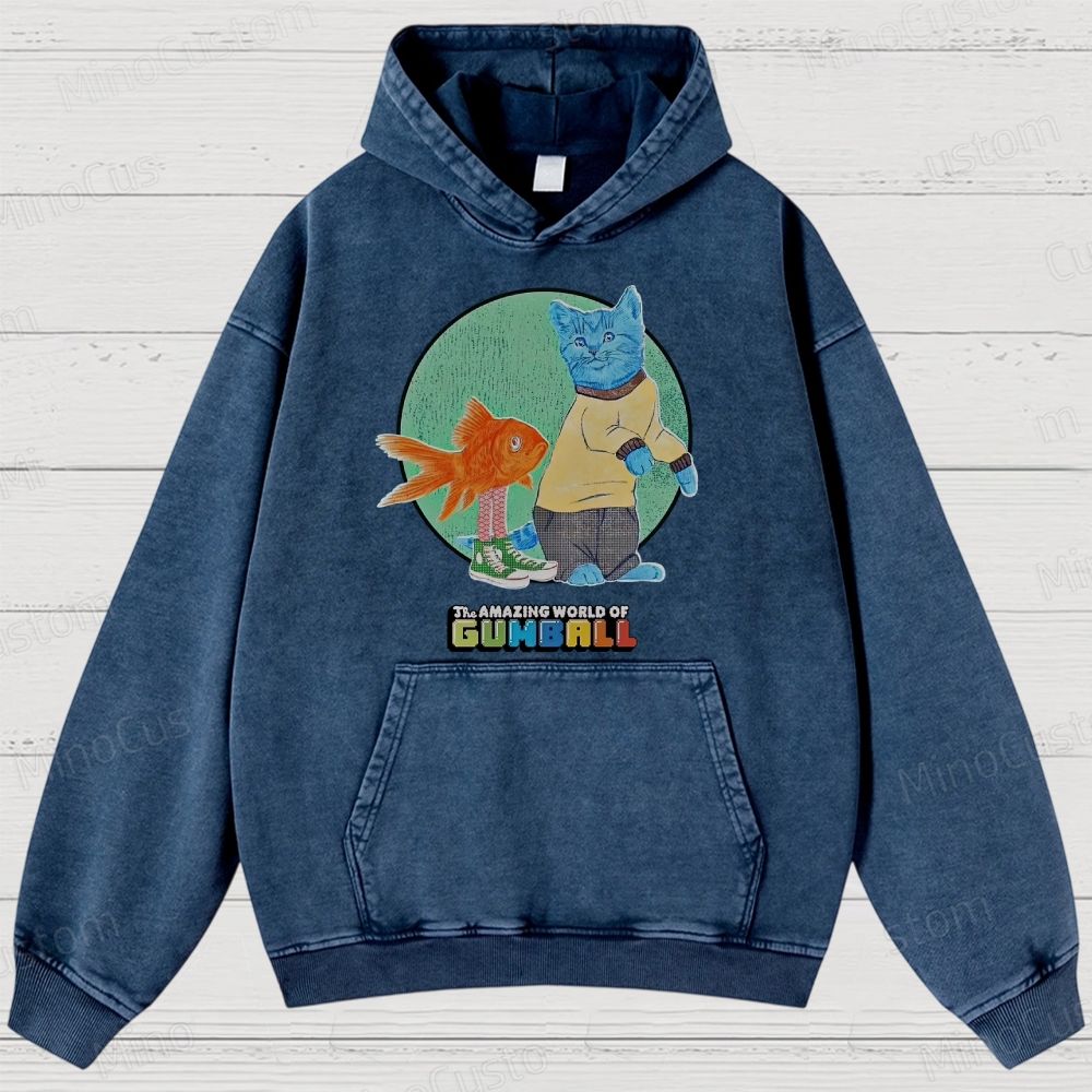 The Amazing World of Gumball Retro Animated Series Graphic Washed Vintage Hoodie