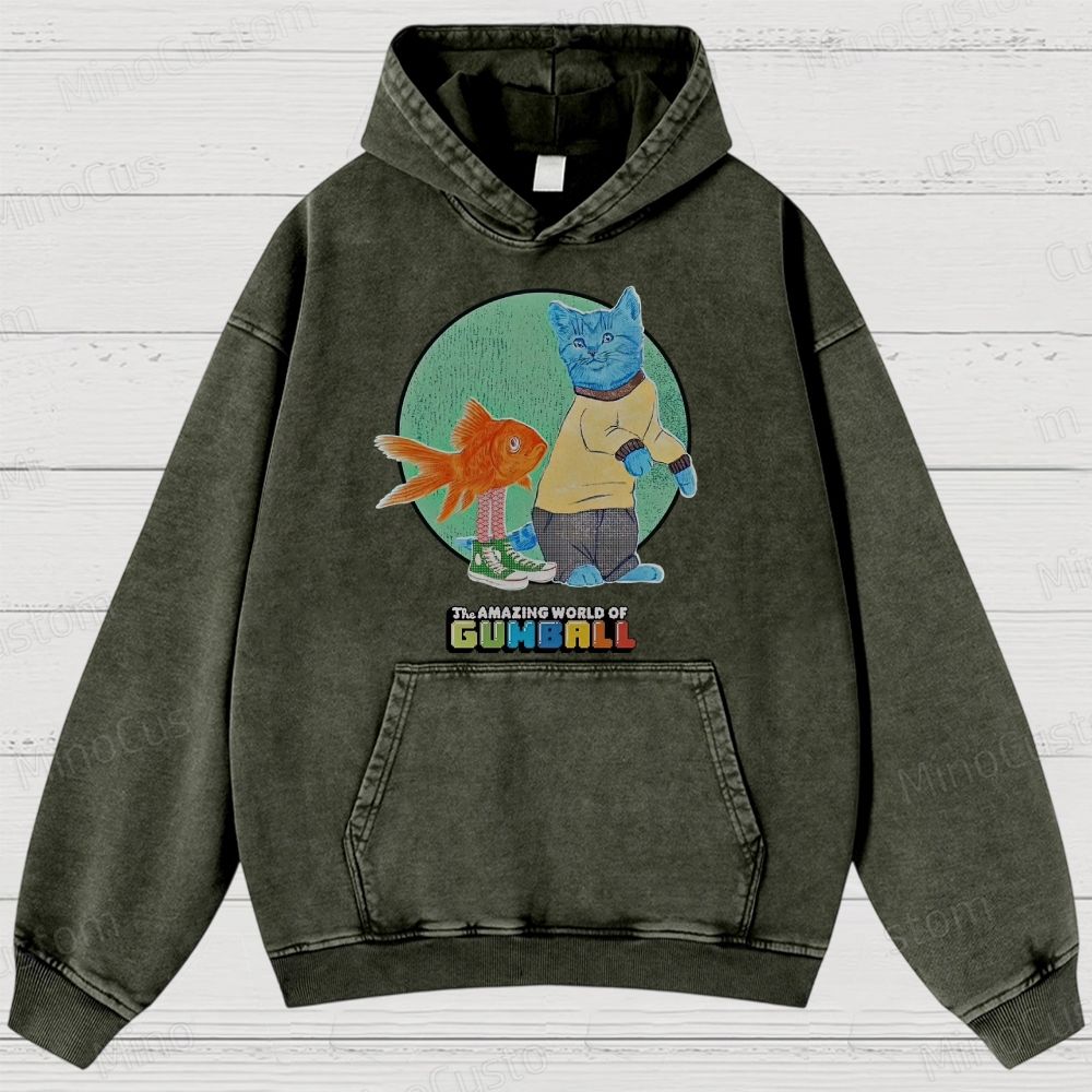 The Amazing World of Gumball Retro Animated Series Graphic Washed Vintage Hoodie