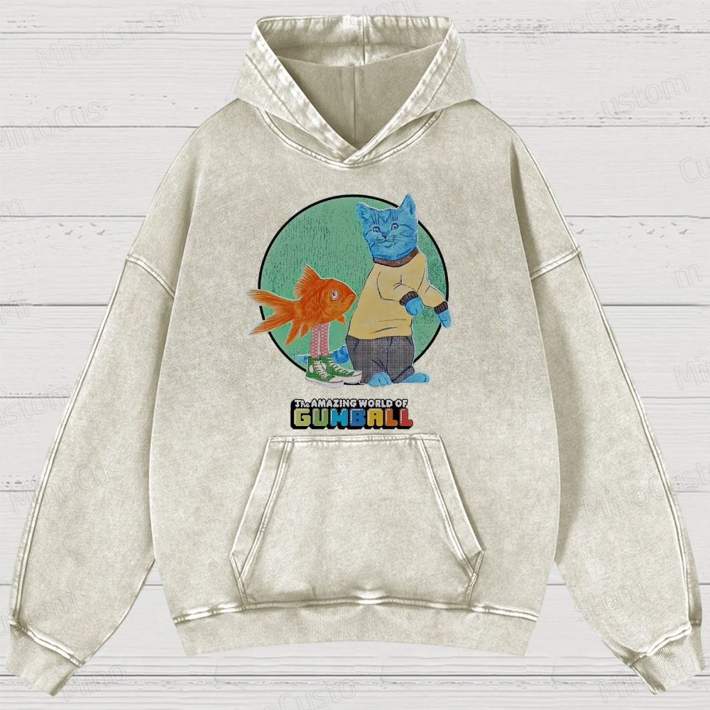 The Amazing World of Gumball Retro Animated Series Graphic Washed Vintage Hoodie