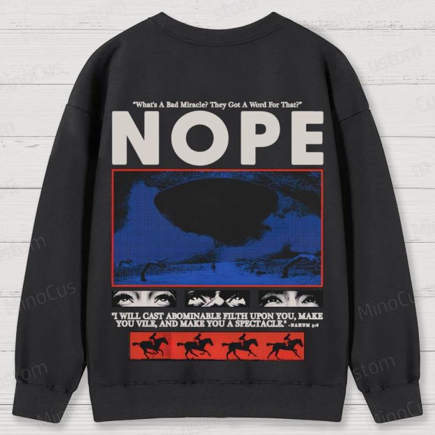 Nope Retro Sci-Fi Horror Graphic Washed Vintage Sweatshirt