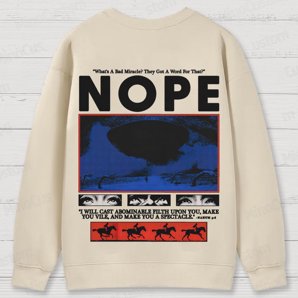 Nope Retro Sci-Fi Horror Graphic Washed Vintage Sweatshirt