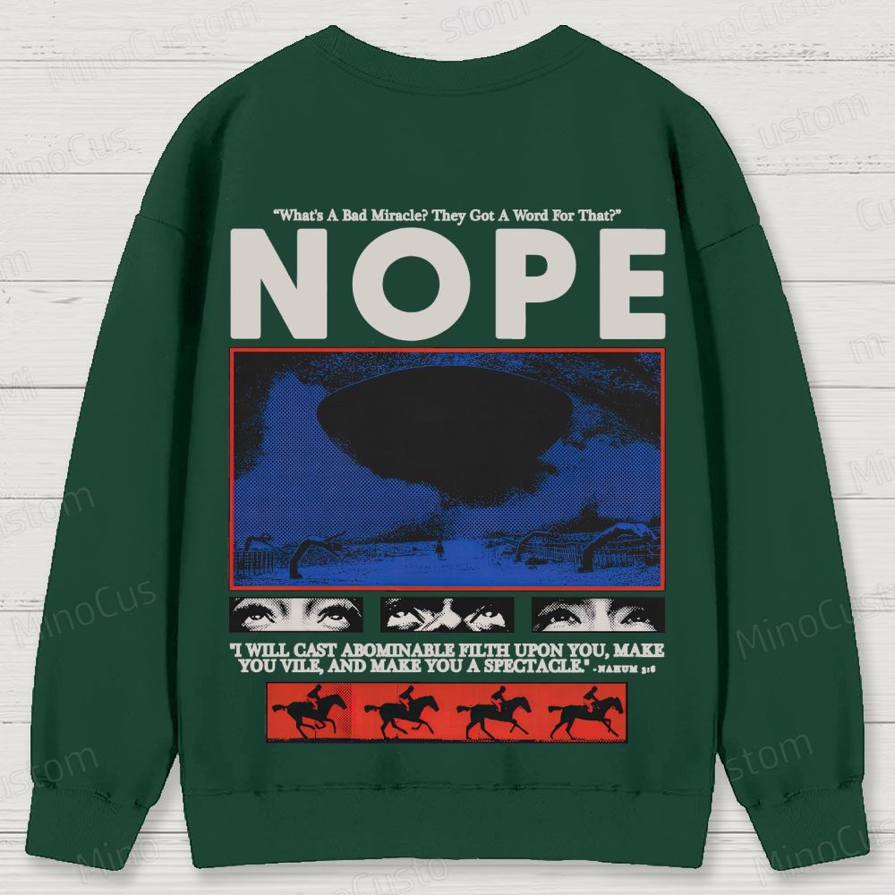 Nope Retro Sci-Fi Horror Graphic Washed Vintage Sweatshirt