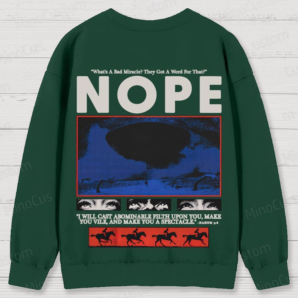Nope Retro Sci-Fi Horror Graphic Washed Vintage Sweatshirt