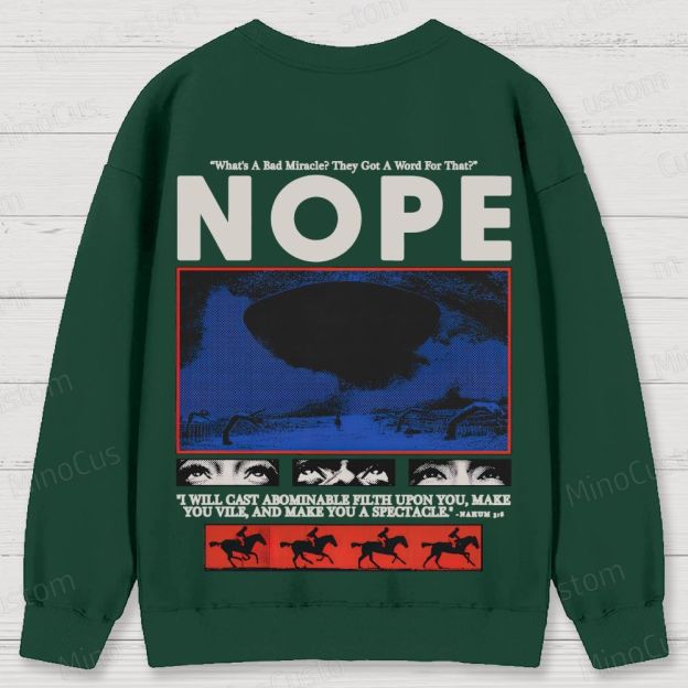 Nope Retro Sci-Fi Horror Graphic Washed Vintage Sweatshirt