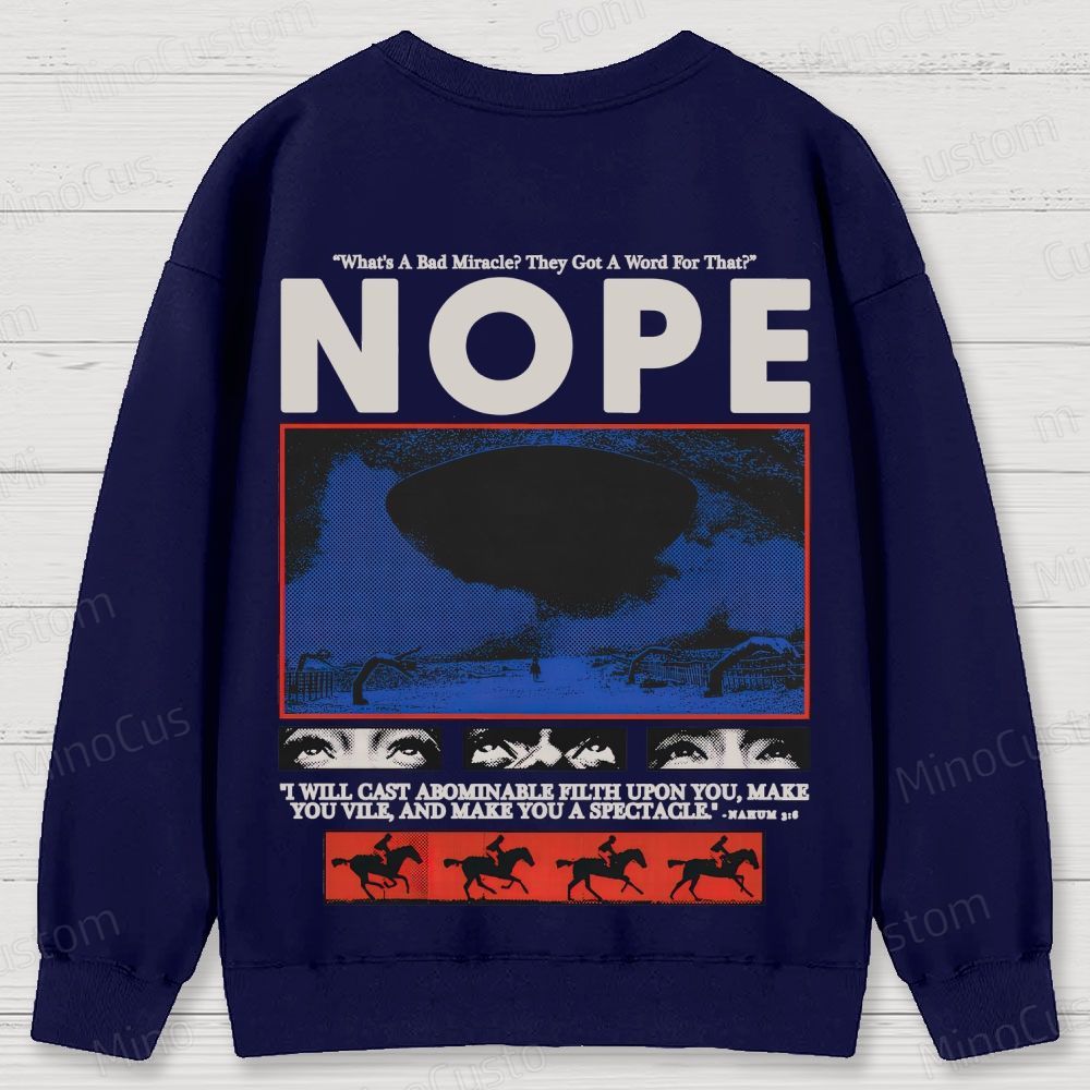 Nope Retro Sci-Fi Horror Graphic Washed Vintage Sweatshirt
