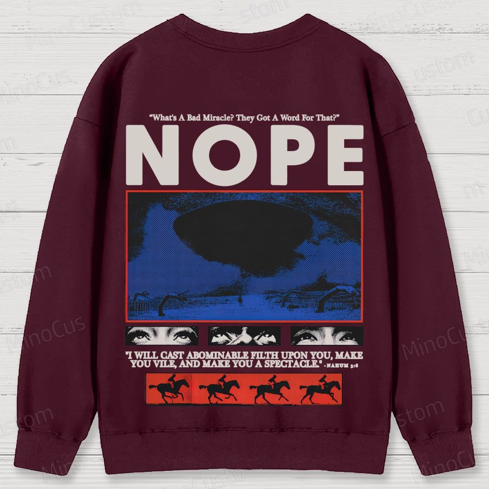 Nope Retro Sci-Fi Horror Graphic Washed Vintage Sweatshirt
