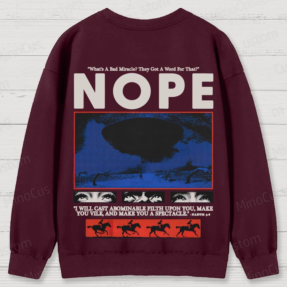 Nope Retro Sci-Fi Horror Graphic Washed Vintage Sweatshirt