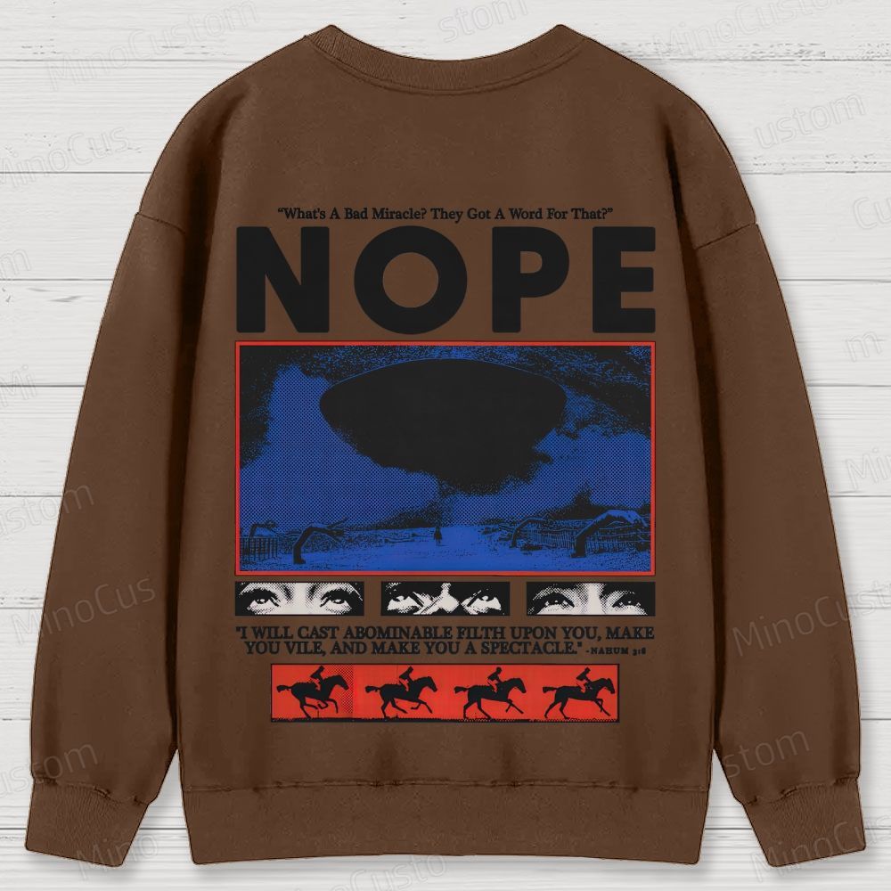 Nope Retro Sci-Fi Horror Graphic Washed Vintage Sweatshirt