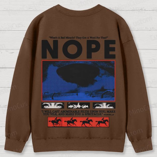 Nope Retro Sci-Fi Horror Graphic Washed Vintage Sweatshirt