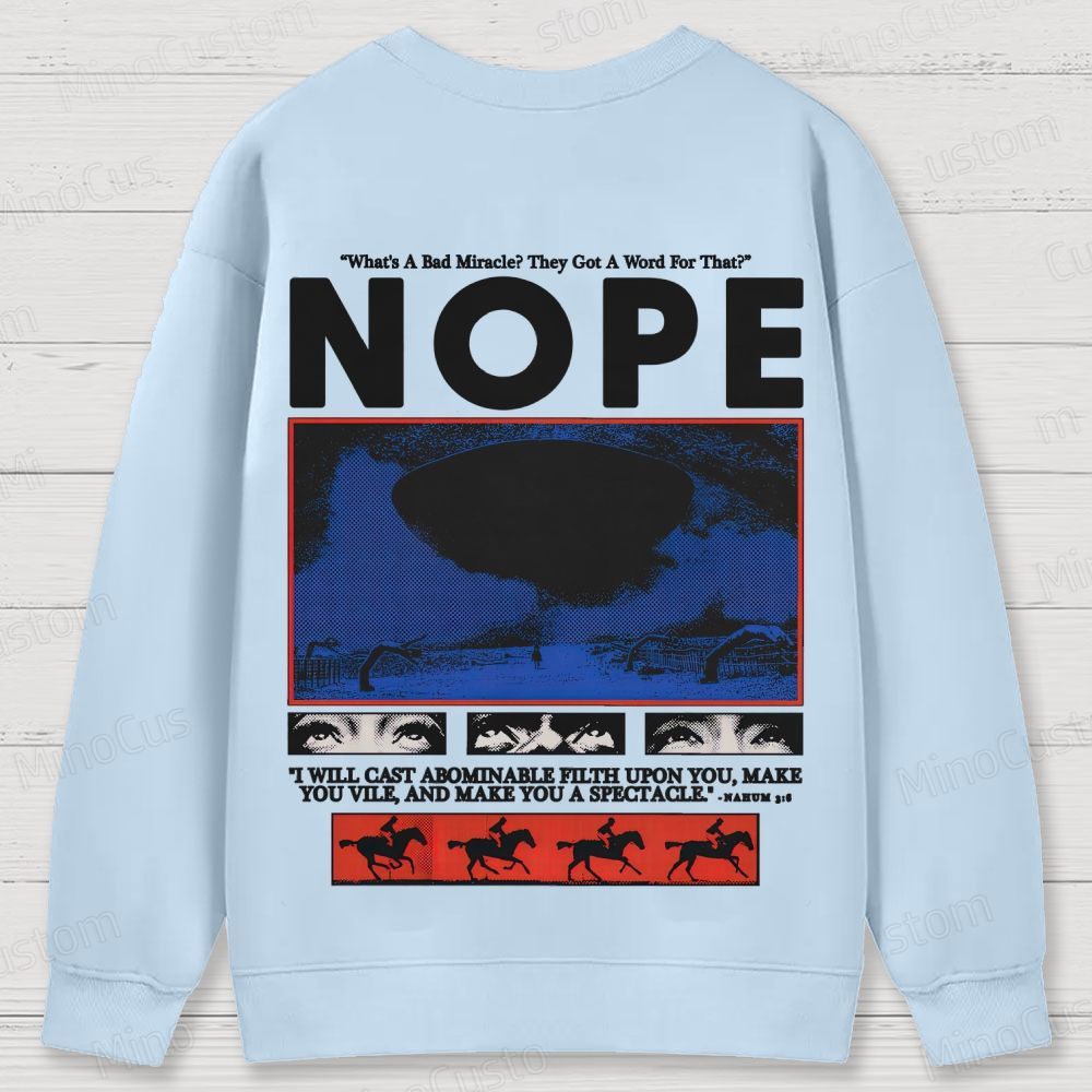 Nope Retro Sci-Fi Horror Graphic Washed Vintage Sweatshirt