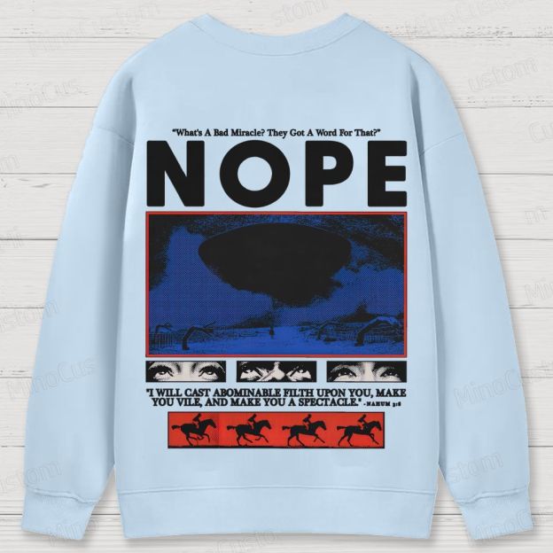 Nope Retro Sci-Fi Horror Graphic Washed Vintage Sweatshirt