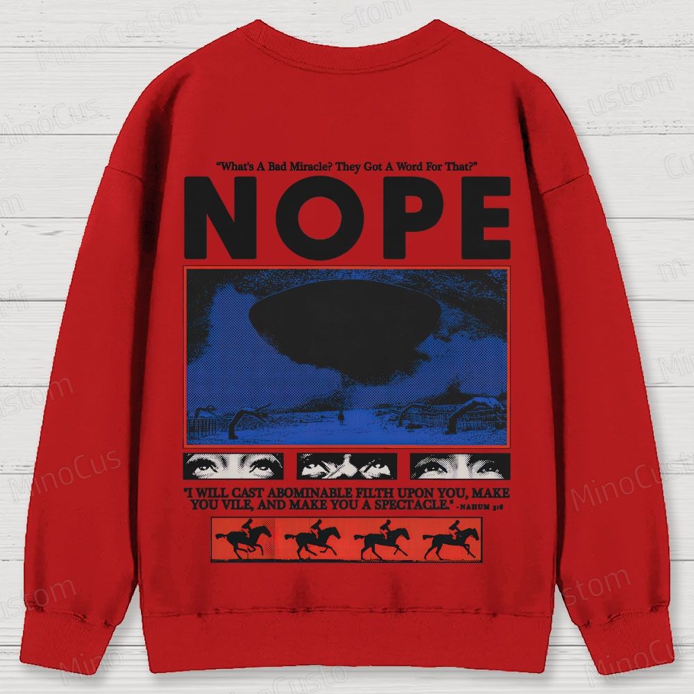 Nope Retro Sci-Fi Horror Graphic Washed Vintage Sweatshirt