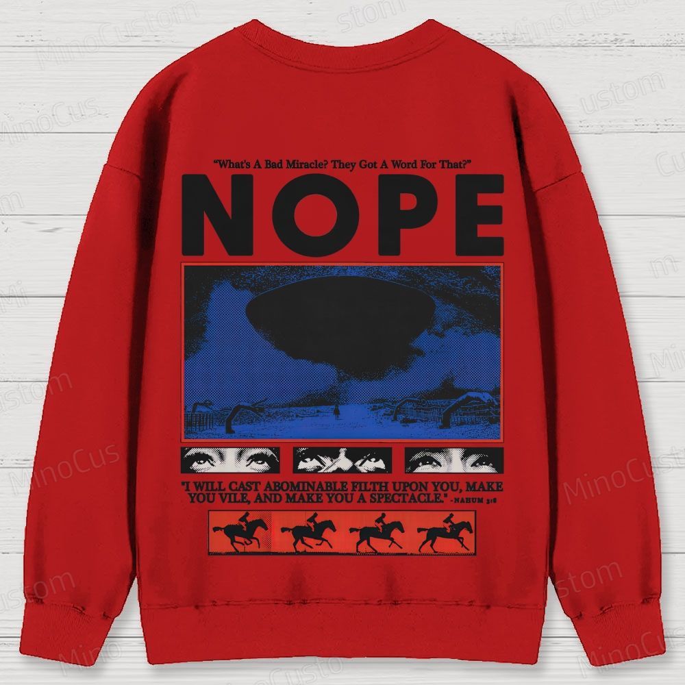 Nope Retro Sci-Fi Horror Graphic Washed Vintage Sweatshirt