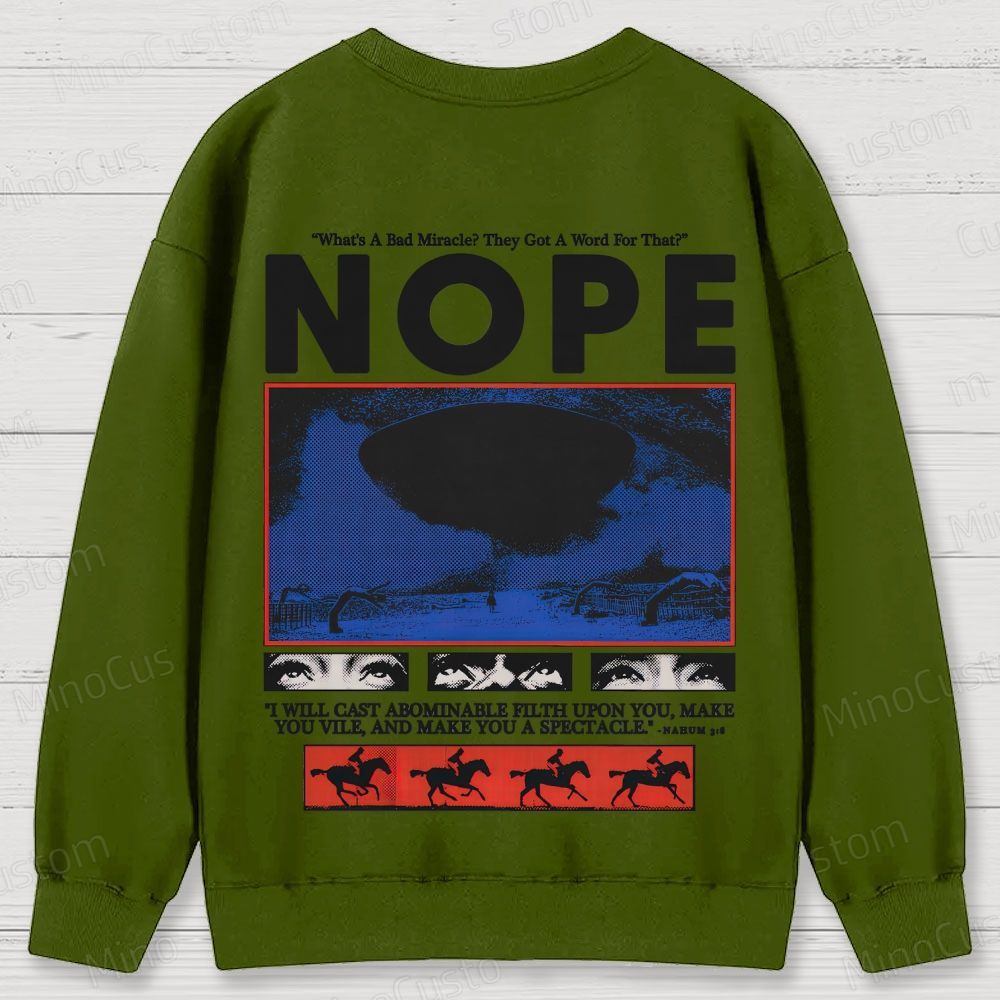 Nope Retro Sci-Fi Horror Graphic Washed Vintage Sweatshirt