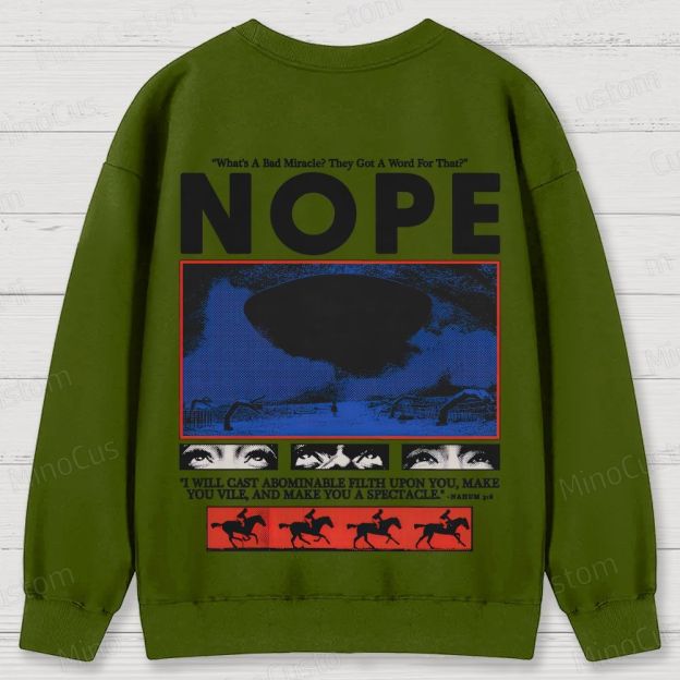 Nope Retro Sci-Fi Horror Graphic Washed Vintage Sweatshirt