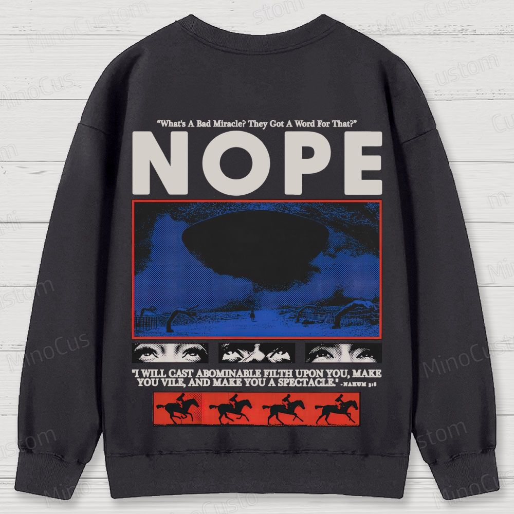 Nope Retro Sci-Fi Horror Graphic Washed Vintage Sweatshirt