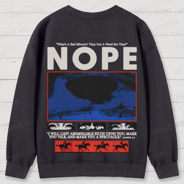 Nope Retro Sci-Fi Horror Graphic Washed Vintage Sweatshirt
