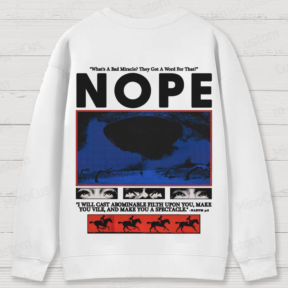 Nope Retro Sci-Fi Horror Graphic Washed Vintage Sweatshirt