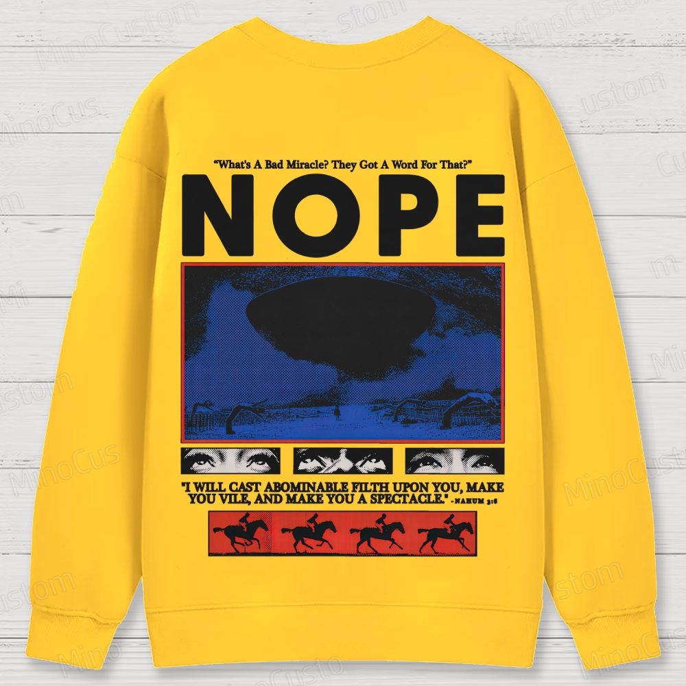 Nope Retro Sci-Fi Horror Graphic Washed Vintage Sweatshirt
