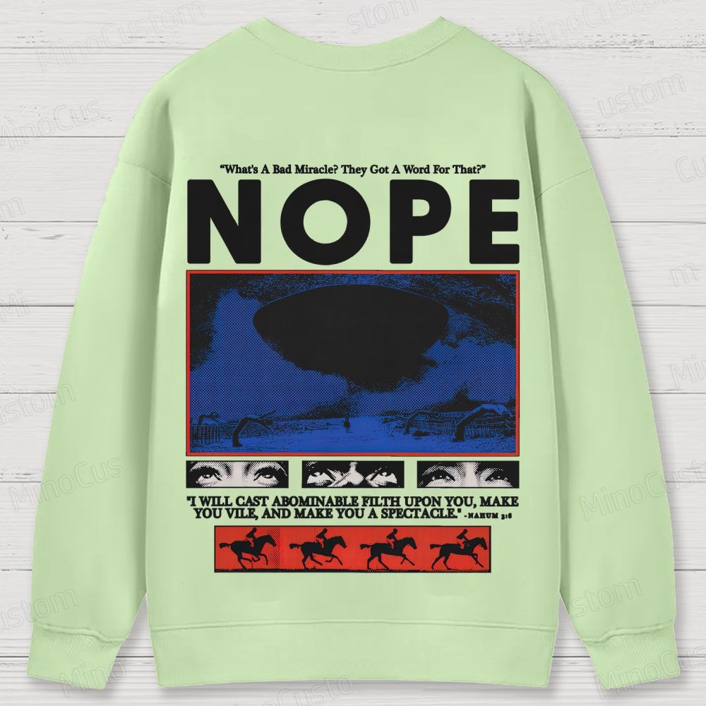 Nope Retro Sci-Fi Horror Graphic Washed Vintage Sweatshirt