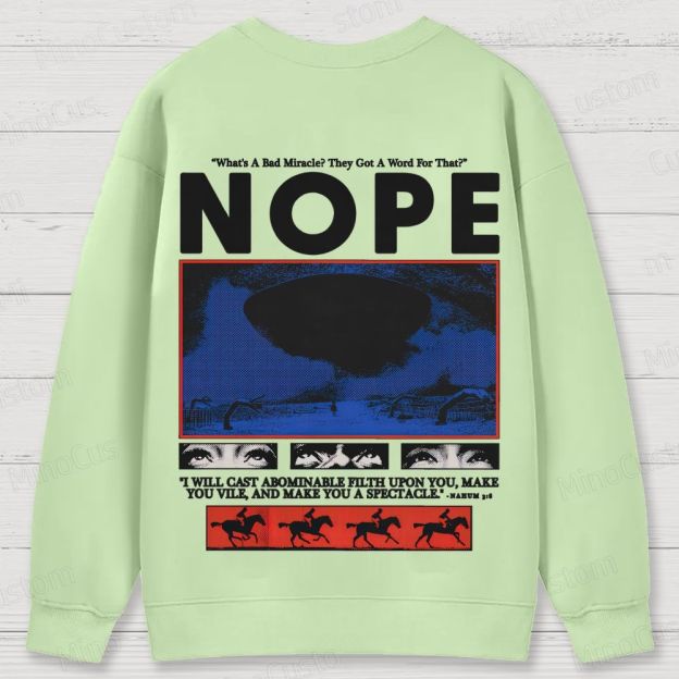 Nope Retro Sci-Fi Horror Graphic Washed Vintage Sweatshirt