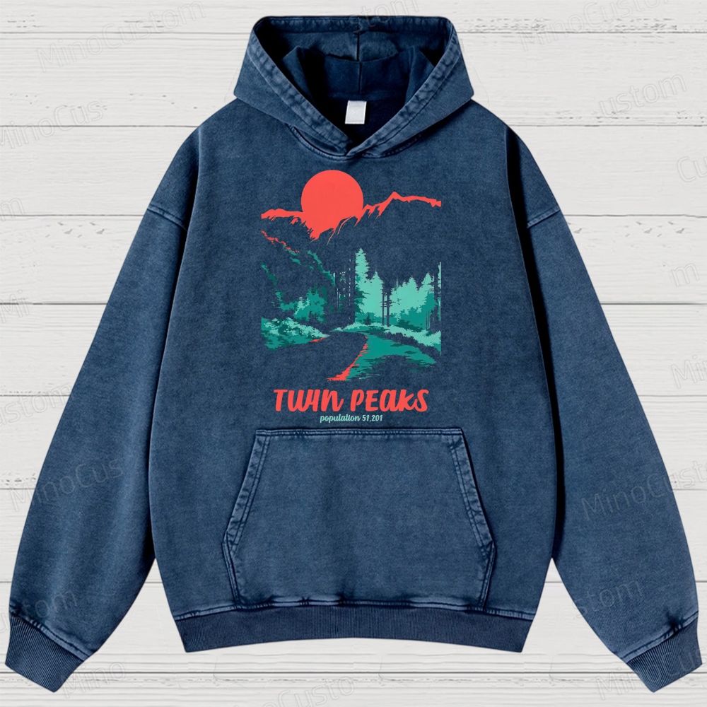 Twin Peaks Retro Cult TV Scenic Graphic Washed Vintage Hoodie
