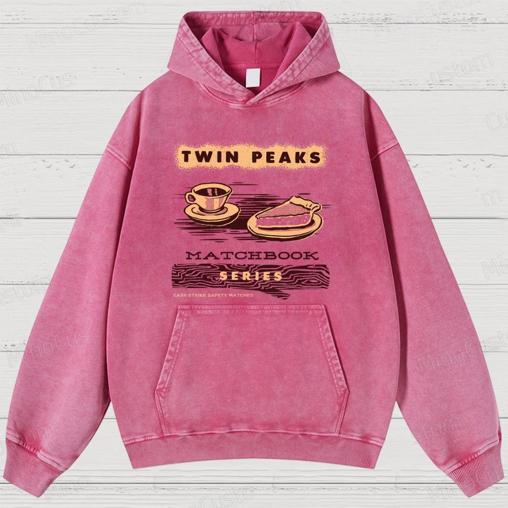 Twin Peaks Retro Cult TV Coffee & Pie Graphic Washed Vintage Hoodie