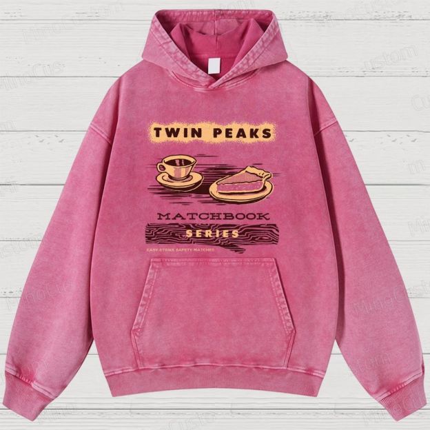 Twin Peaks Retro Cult TV Coffee & Pie Graphic Washed Vintage Hoodie