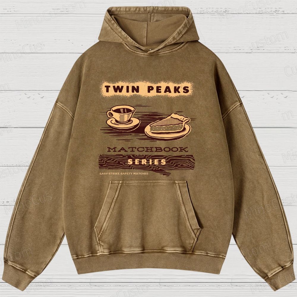 Twin Peaks Retro Cult TV Coffee & Pie Graphic Washed Vintage Hoodie