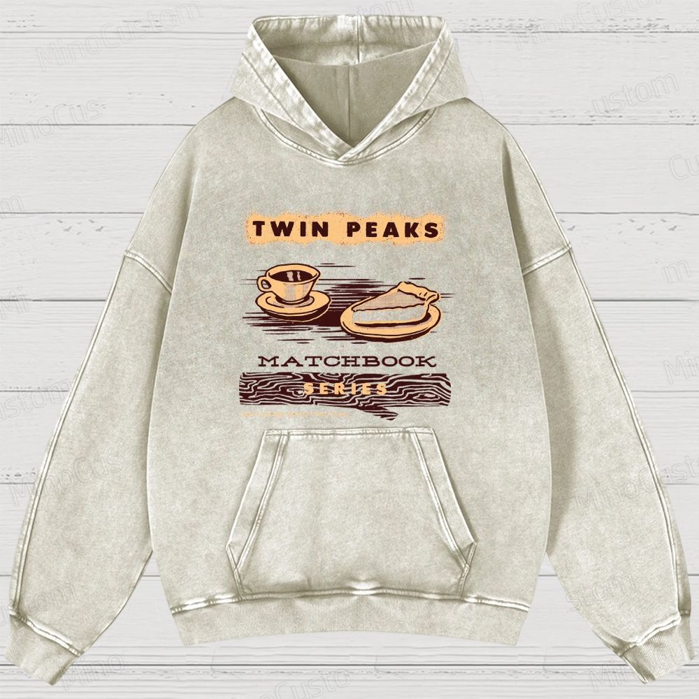 Twin Peaks Retro Cult TV Coffee & Pie Graphic Washed Vintage Hoodie
