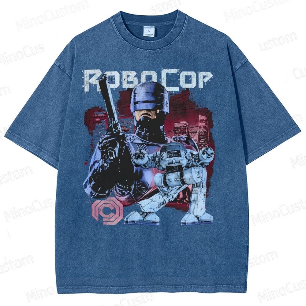  Futuristic RoboCop Sci-Fi Washed T-Shirt