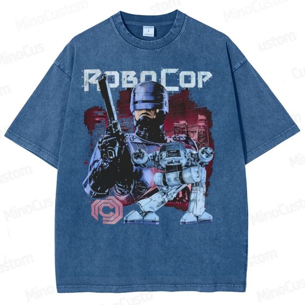  Futuristic RoboCop Sci-Fi Washed T-Shirt