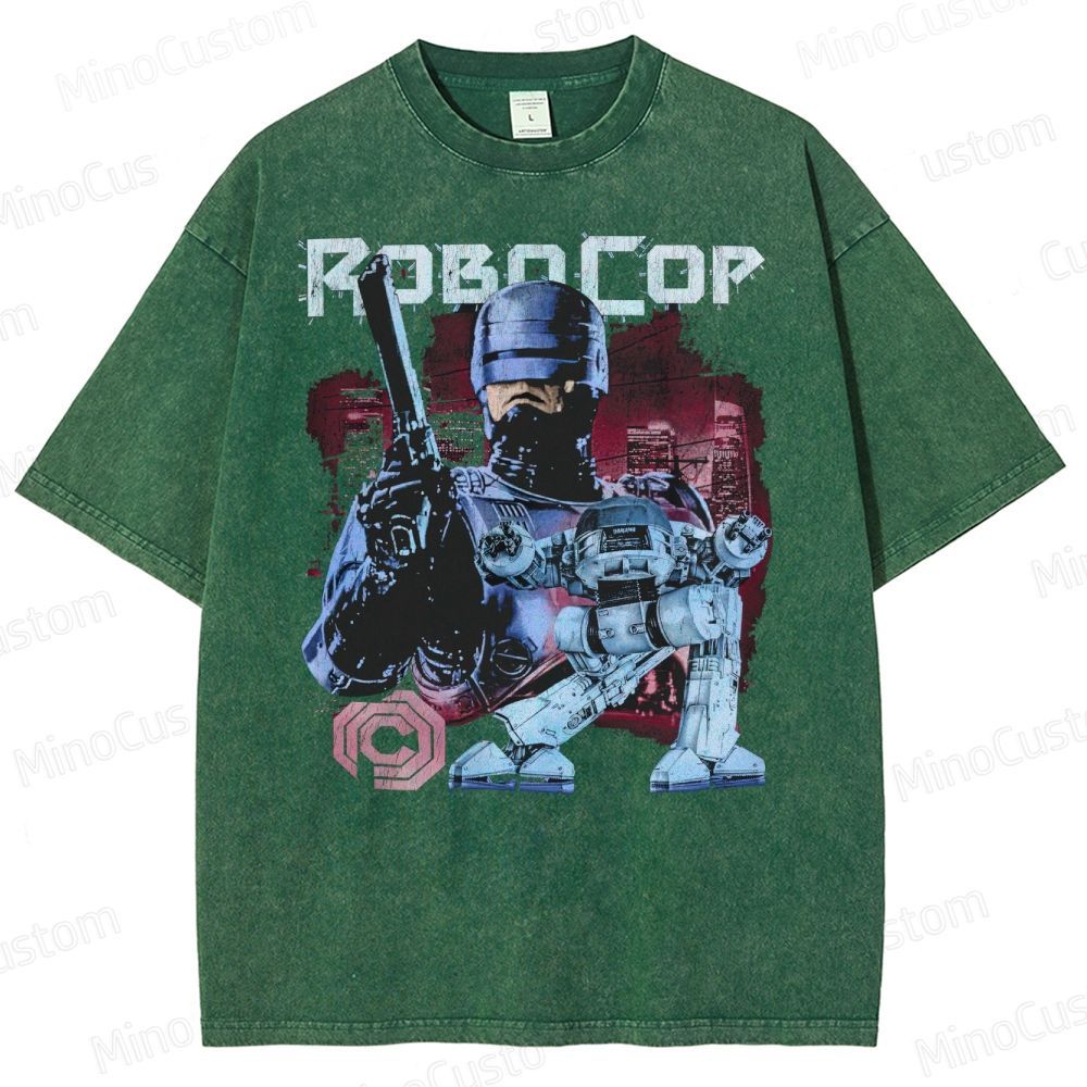  Futuristic RoboCop Sci-Fi Washed T-Shirt