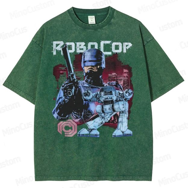  Futuristic RoboCop Sci-Fi Washed T-Shirt