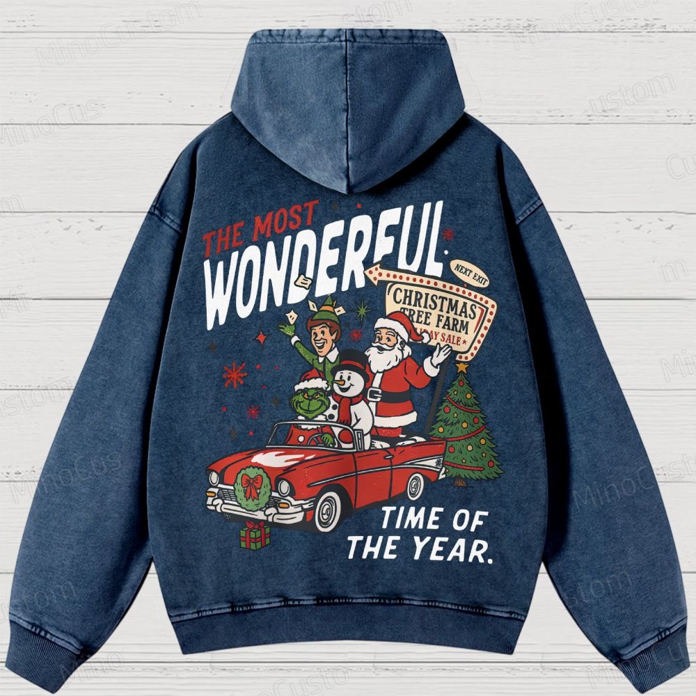 90's Vintage Christmas Movie Washed Hoodies